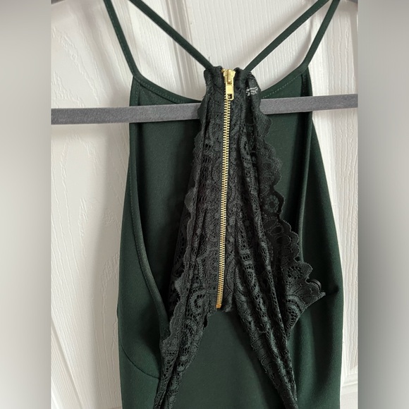 Windsor Dark Olive Green Dress with Lace Open Back - Picture 4 of 4